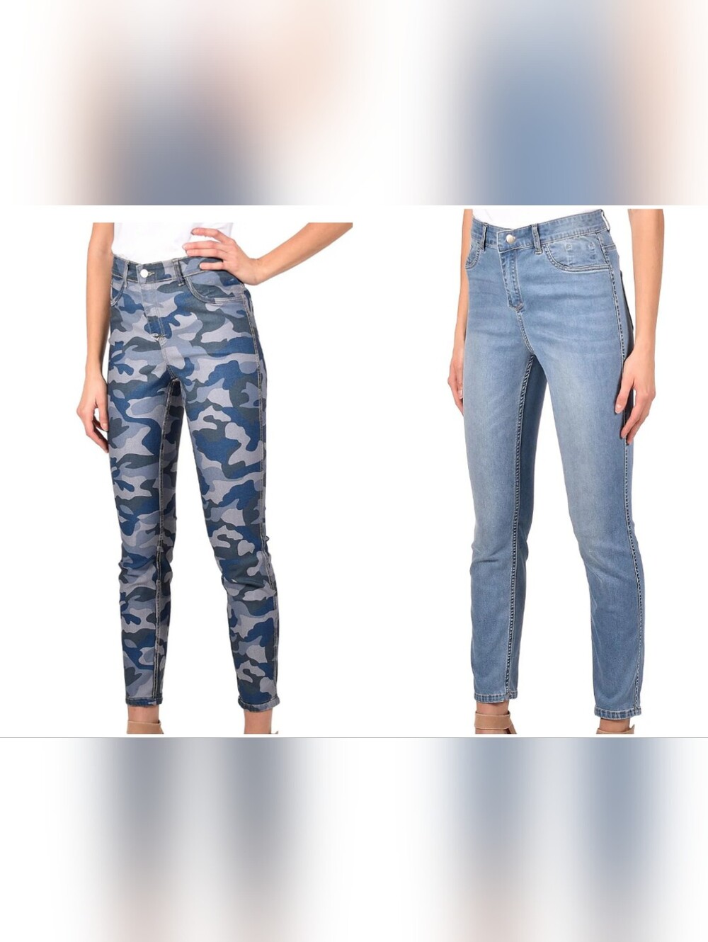 Frank Lyman Design Blue Camo Reversible Skinny Jeans